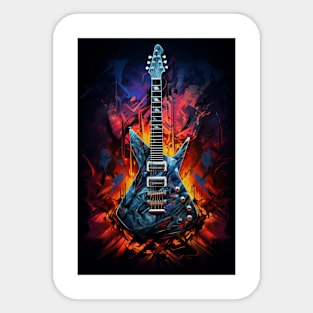 Blue and red guitar Sticker